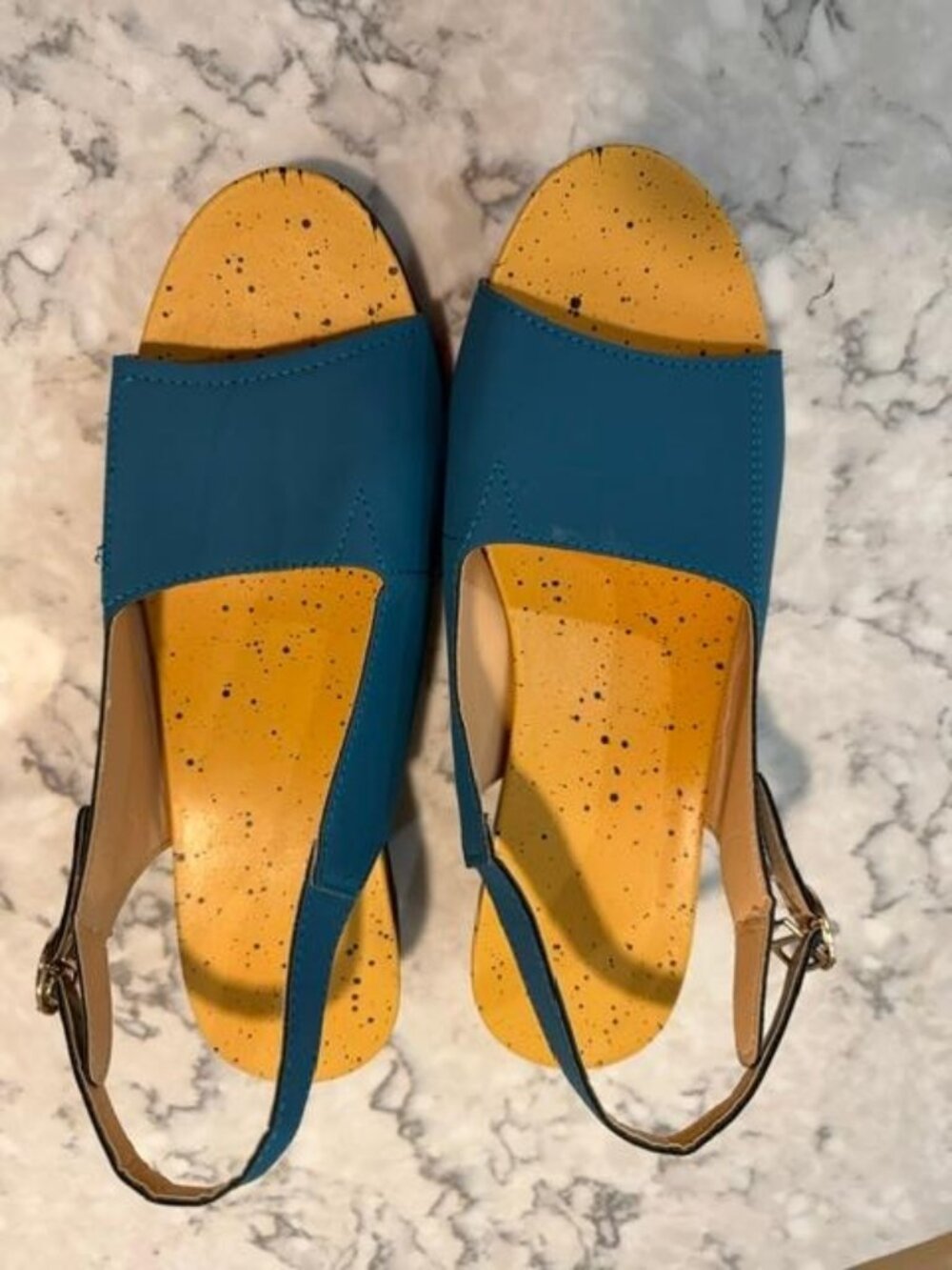NEW Slingback, Open Toe, Blue Shoes. Never Worn. Size 8.5 Medium Width
